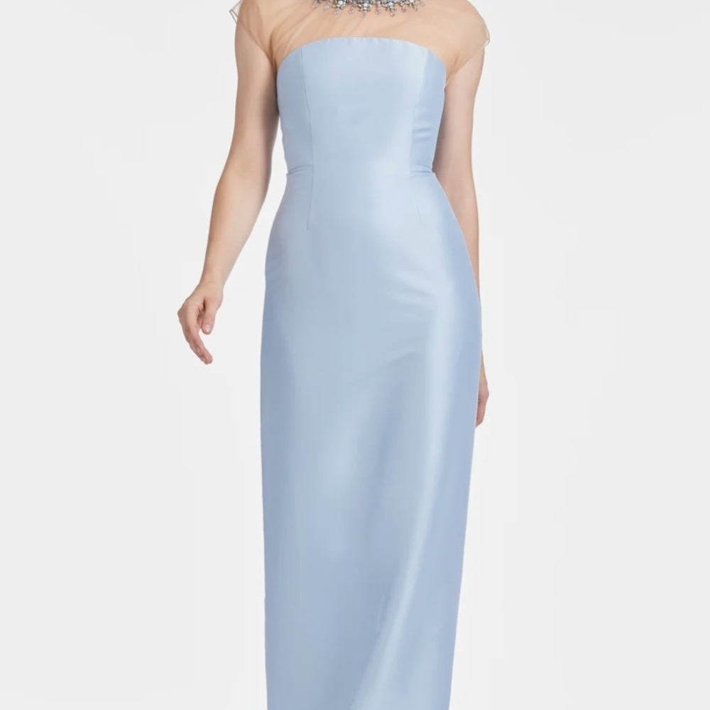 Blue Strapless Sheath Dress for Weddings